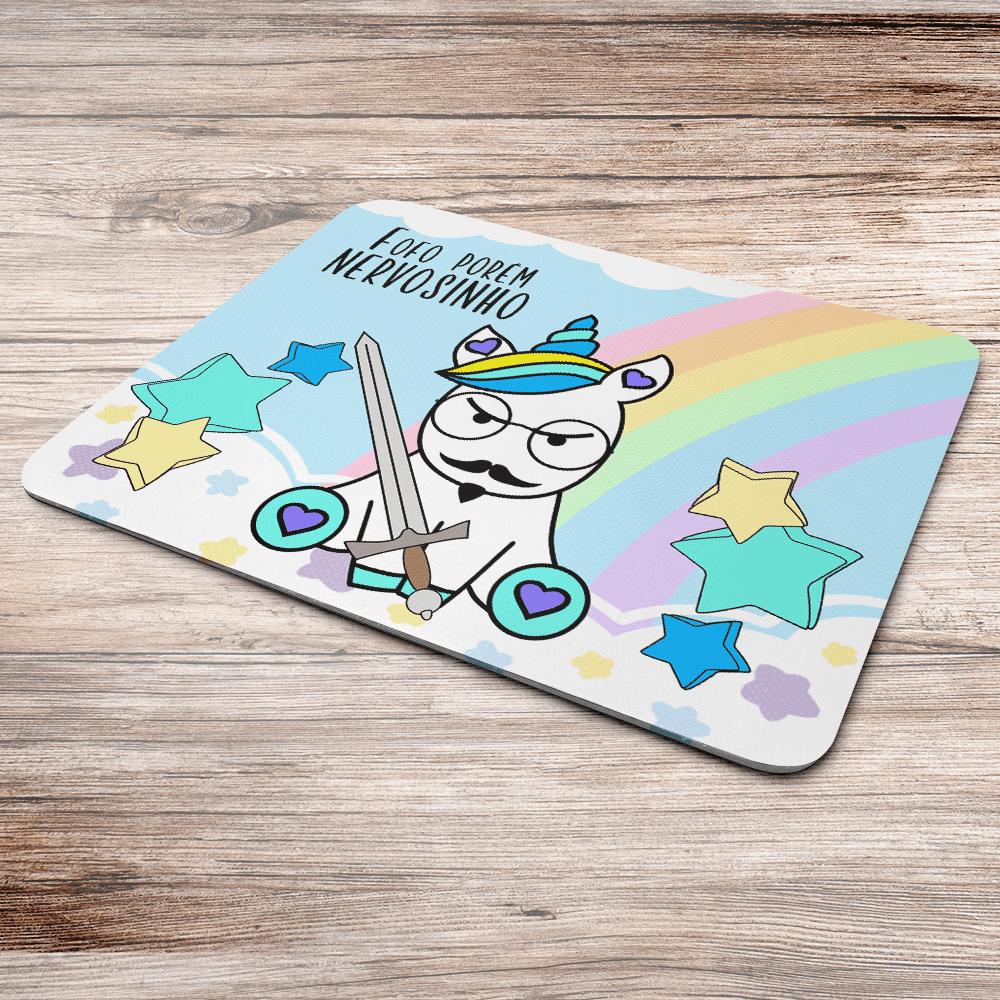 Imagem 2 de 3 do produto Mouse Pad, Fofo Porém Nervosinho! Unicórnio, de Borracha, 24x20cm