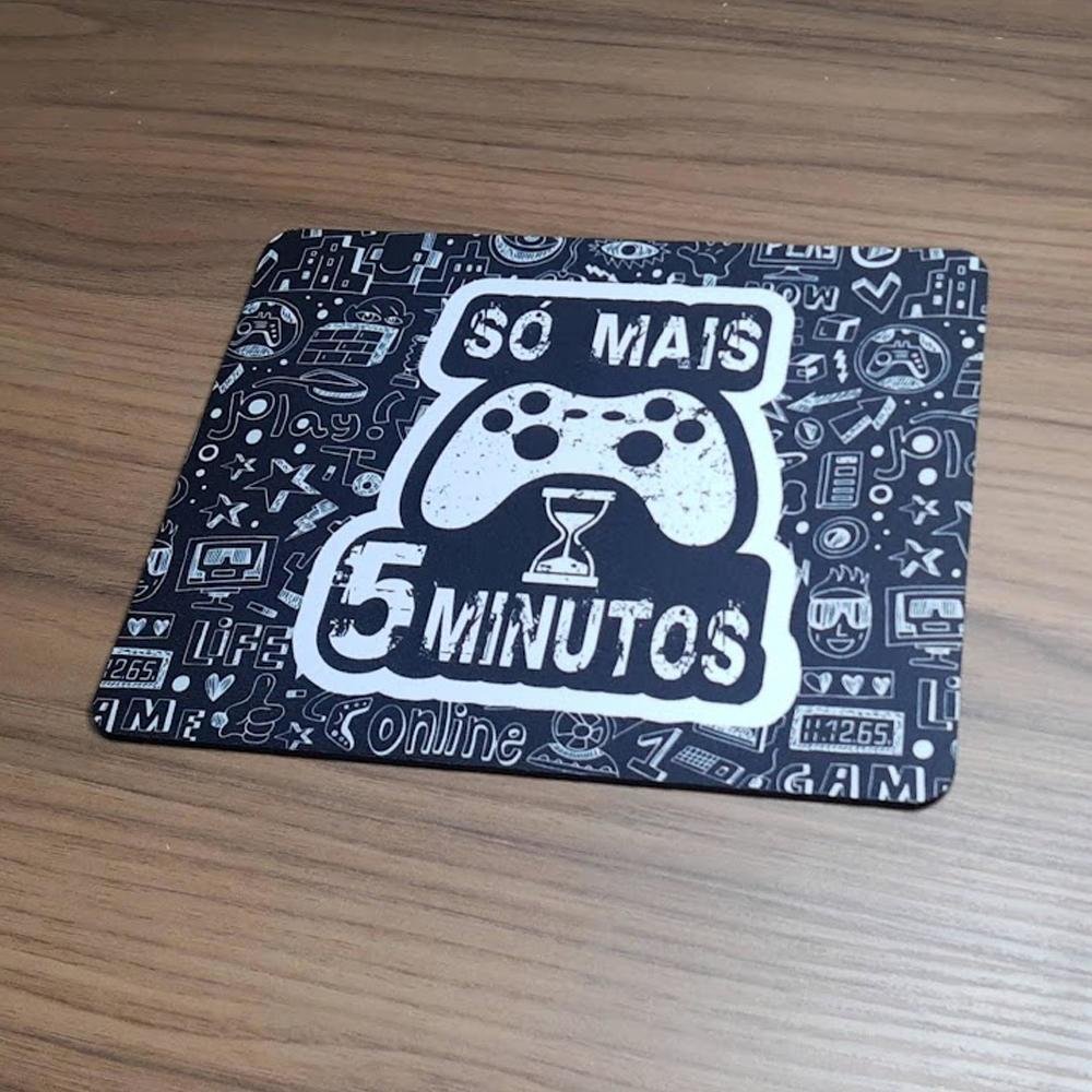 Mouse Pad Gamer, Só 5 Minutos, de Borracha, 24cm x 20cm