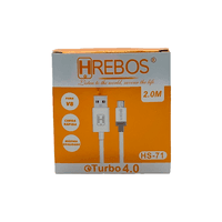 Cabo Hrebos Micro USB, V8, 2 Metros, Turbo 4.0, Carregamento Rápido - Hs-71