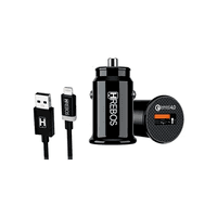 Carregador Veicular Hrebos + Cabo Lightning Iphone, Turbo, Qc4.0