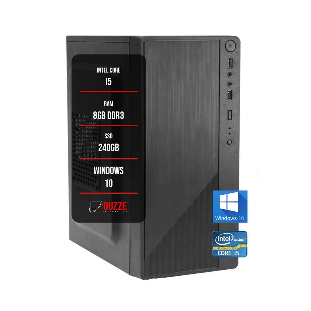 Computador Ouzze Intel Core I5, 8GB, SSD 240GB, Windows 10, Preto - REF. O14
