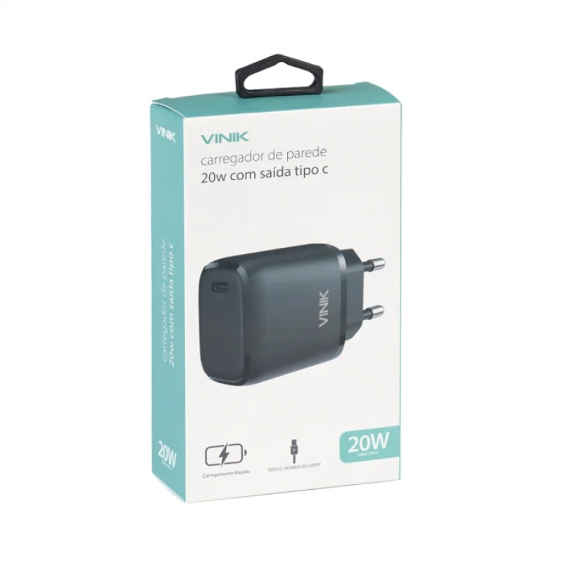 Imagem 2 de 5 do produto Carregador de Tomada Vinik 20w, Com 1 Saída Tipo C, 12v ,1.67a - Preto