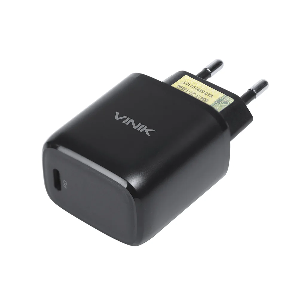 Imagem 1 de 5 do produto Carregador de Tomada Vinik 20w, Com 1 Saída Tipo C, 12v ,1.67a - Preto