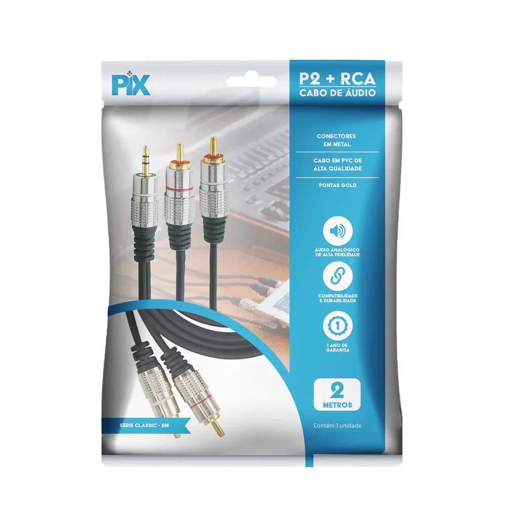 Imagem 5 de 5 do produto Cabo P2 Estéreo Para 2 RCA Macho - Fitz-c3 - 5m
