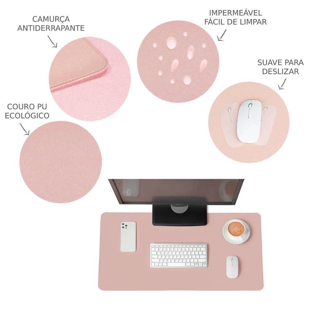Imagem 3 de 4 do produto Mouse Pad M3m, Grande Desk Pad Tapete De Mesa Gamer Office, Fácil Deslize, Antiderrapante, 90x40cm, Rosa Claro