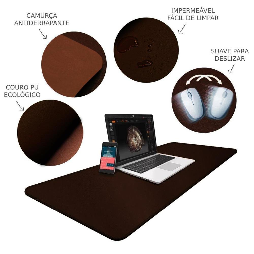 Mouse Pad M3m, Grande, Desk Pad, Tapete De Mesa Gamer Office, Fácil Deslize, Antiderrapante, 90x40cm, Café Mouse Pad M3m, Grande, Desk Pad, Tapete De Mesa Gamer Office, Fácil Deslize, Antiderrapante, 90x40cm, Café