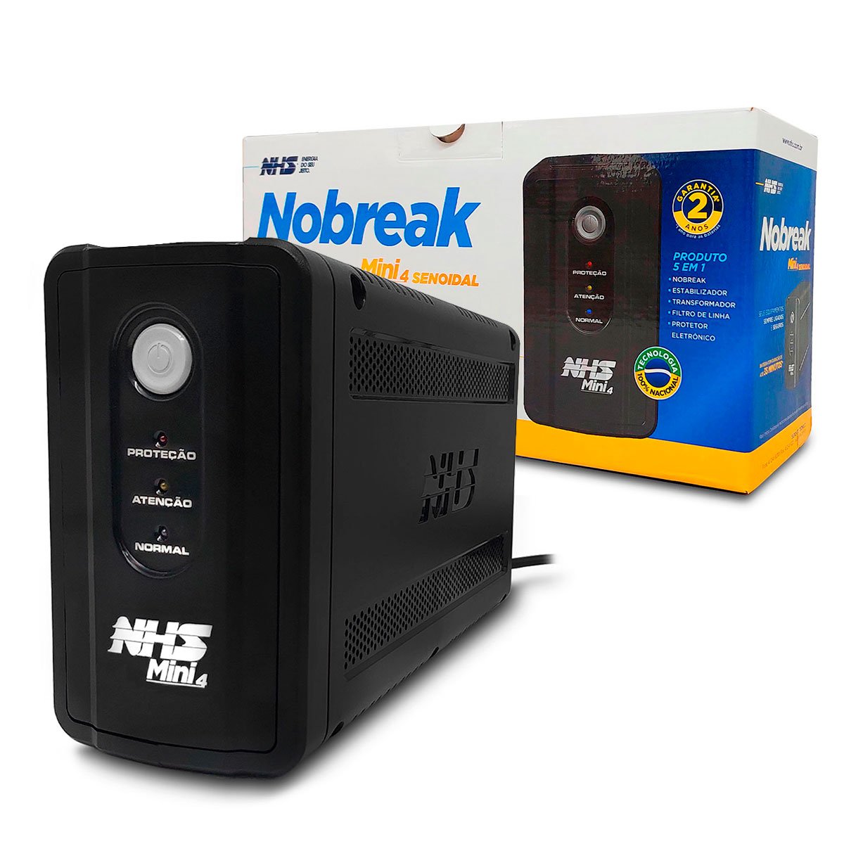 Nobreak Nhs 600va, Mini 4 Senoidal, Entrada Bivolt, S/120v, Bat. 1x 7ah/12v, 6t, USB - 91.a1.006002