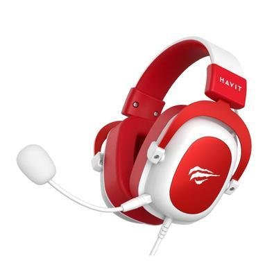 Headset Gamer Havit H2002d, P2, Branco Com Vermelho - Hvgmh-h2002d-wr