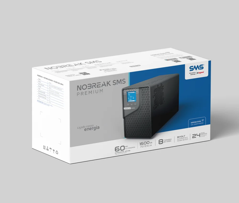 Imagem 3 de 5 do produto Nobreak SMS Premium, 1500va, 8 Tomada, Bivolt - 0029501