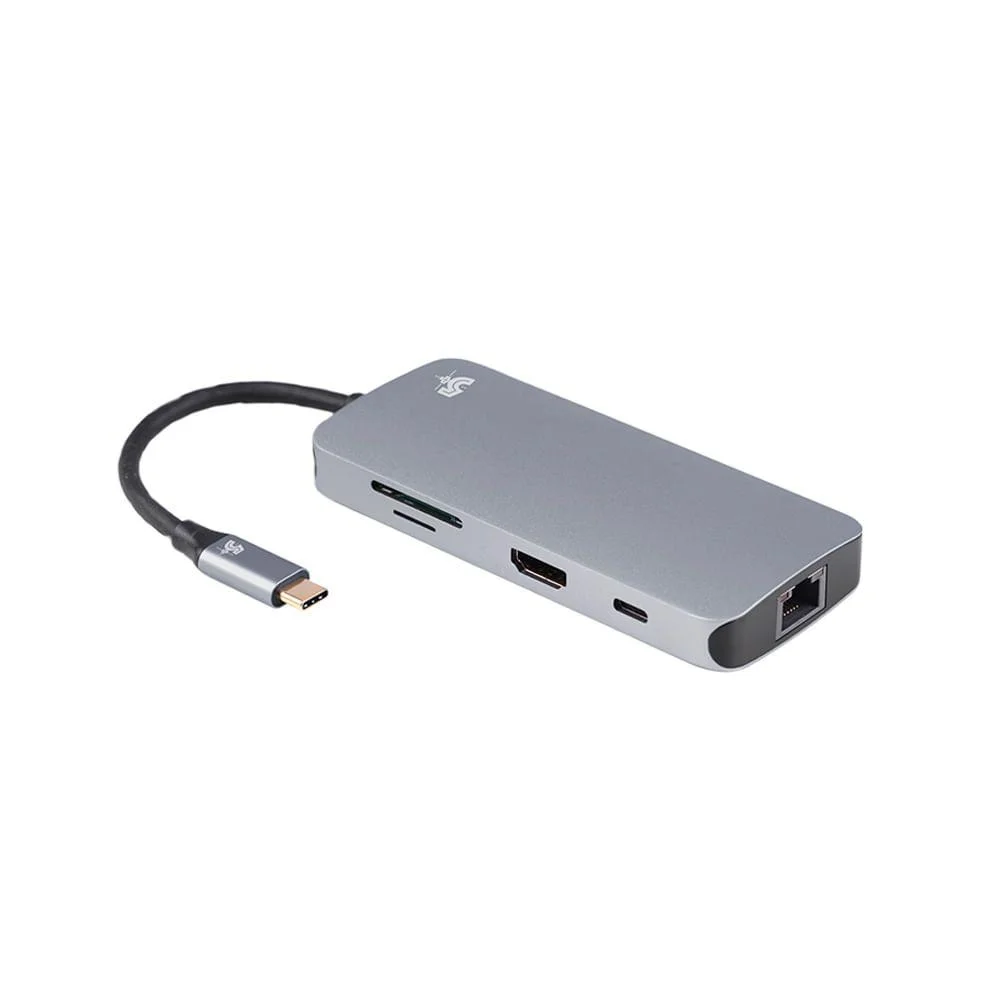 Imagem 2 de 4 do produto HUB USB C, 5+, 7x1, USB 3.0, Leitor De Cartões SD/micro SD, HDMI, RJ45, USB-C - 018-7453