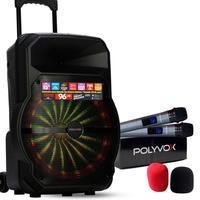 Caixa de Som Amplificada Xc-715 Polyvox, Bluetooth, USB, 700w + 2 Microfones Sem Fio Polyvox