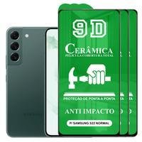 Kit 3x Película 9d Cerâmica Para Samsung Galaxy S22, Protetora Anti Impacto, Queda, Choque Shock, Flexível Nano Transparente