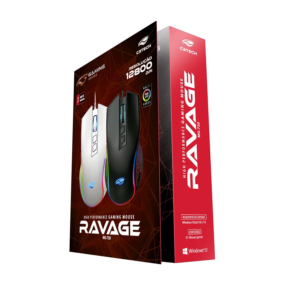 Imagem 3 de 5 do produto Mouse Gamer C3tech Ravage, Usb - Mg-720bk