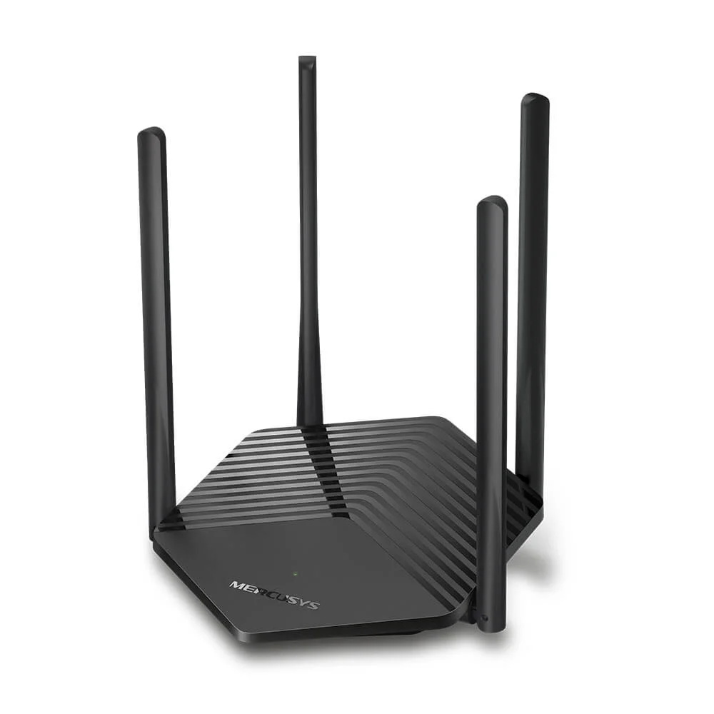 Roteador Mercusys, Mr60x, Ax1500, Gigabit 10/100/1000, 1201 Mbps + 300 Mbps, Dual Band, 4 antenas, Wi-fi 6, Preto