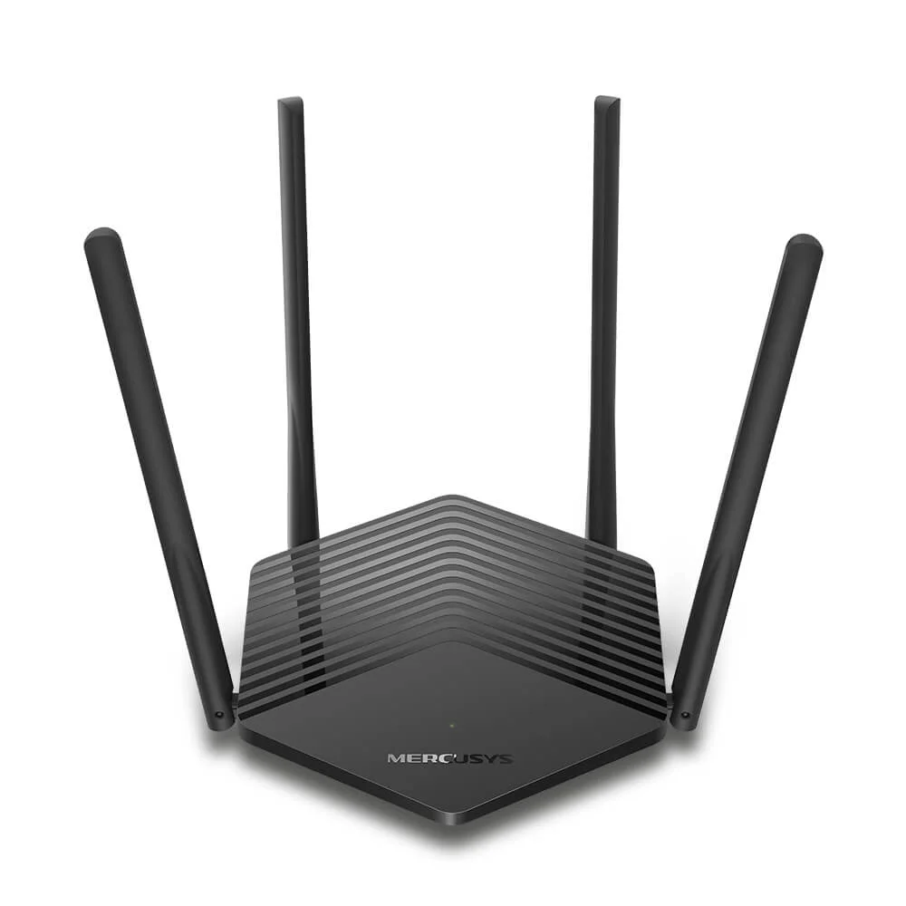 Roteador Mercusys, Mr60x, Ax1500, Gigabit 10/100/1000, 1201 Mbps + 300 Mbps, Dual Band, 4 antenas, Wi-fi 6, Preto
