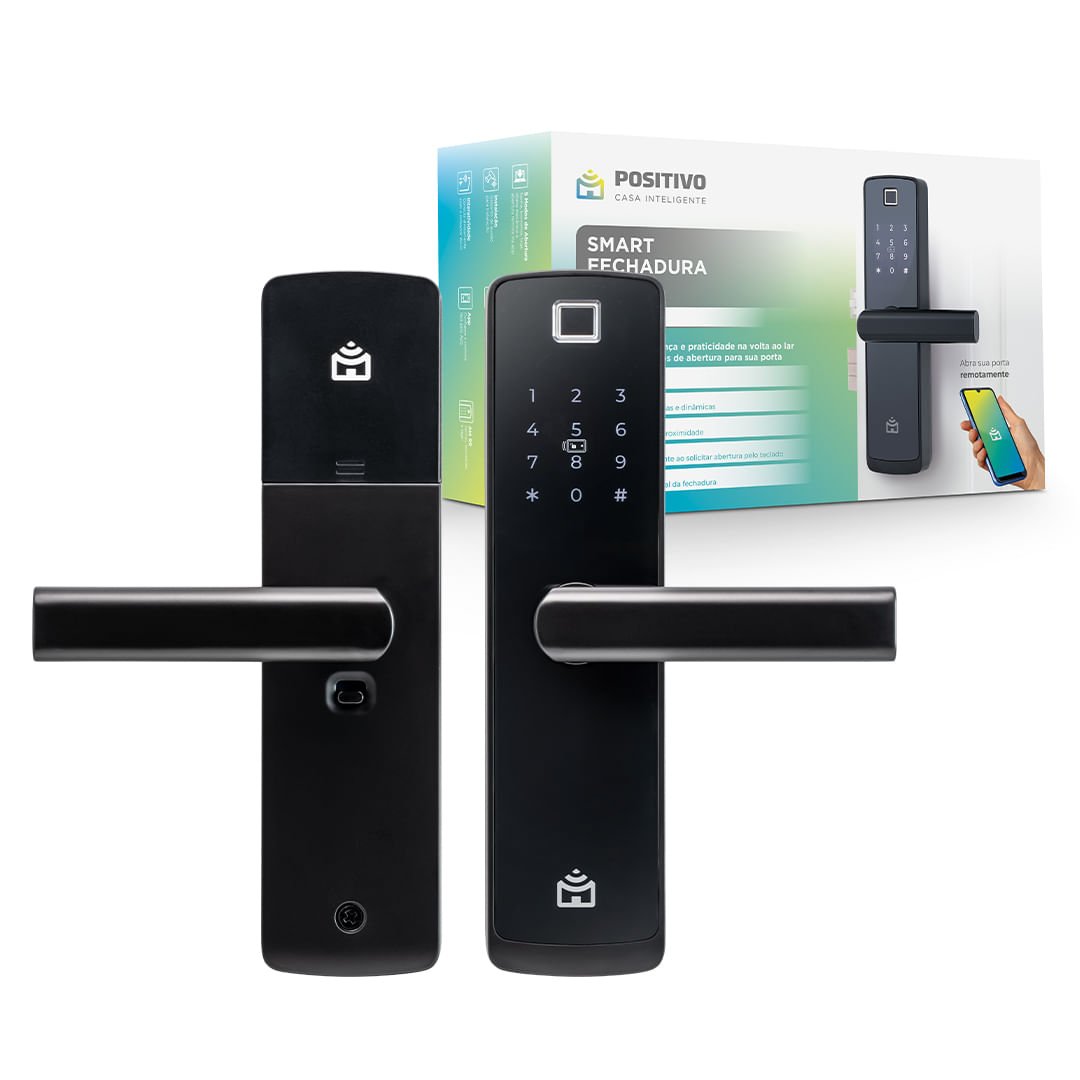 Fechadura Smart Positivo, Wi-fi De Embutir, Bluetooth 4.2, Senha, Biométrica, Cartão, Chave Mecânica e App