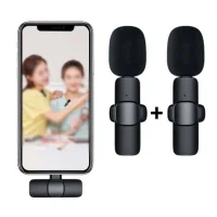 Duplo Microfone De Lapela Tomate, Sem Fio, USB-C - Mt-2217 - Com Redução De Ruído