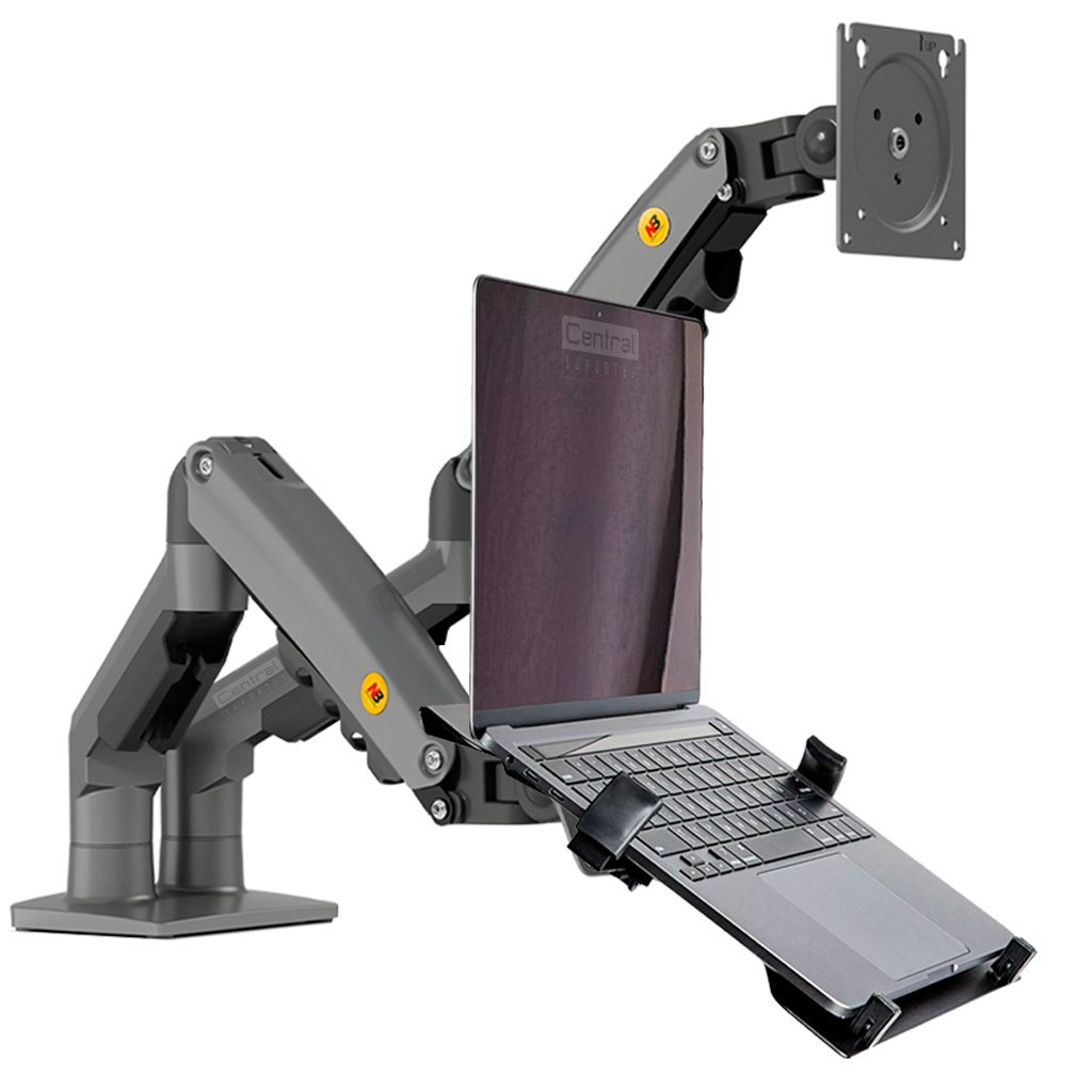 Suporte Gamer Articulado para Monitor 15" a 34" e Notebook  17" Central Suportes, com Pistão a Gás e Bandeja de Apoio
