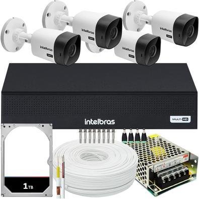 Kit Intelbras 4 Câmeras Vhc 1120, 20m, DVR De 4 Canais, HD 1TB