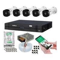 Kit 5 Cameras Seguranca Intelbras 1120b Externa, DVR 8 Canais