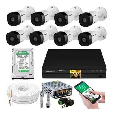 Kit 8 Camera De Seguranca Intelbras, 2mp, 1220b, DVR 8 Canais, Multi HD