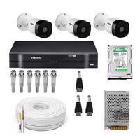 Kit 3 Camera De Seguranca Intelbras Bullet Vhl 1120b, Externa, DVR 4 Canais, Multi HD