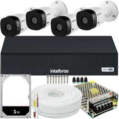 Kit Cftv Monitoramento 4 Cameras Intelbras, Vhl 1120, HD 500GB