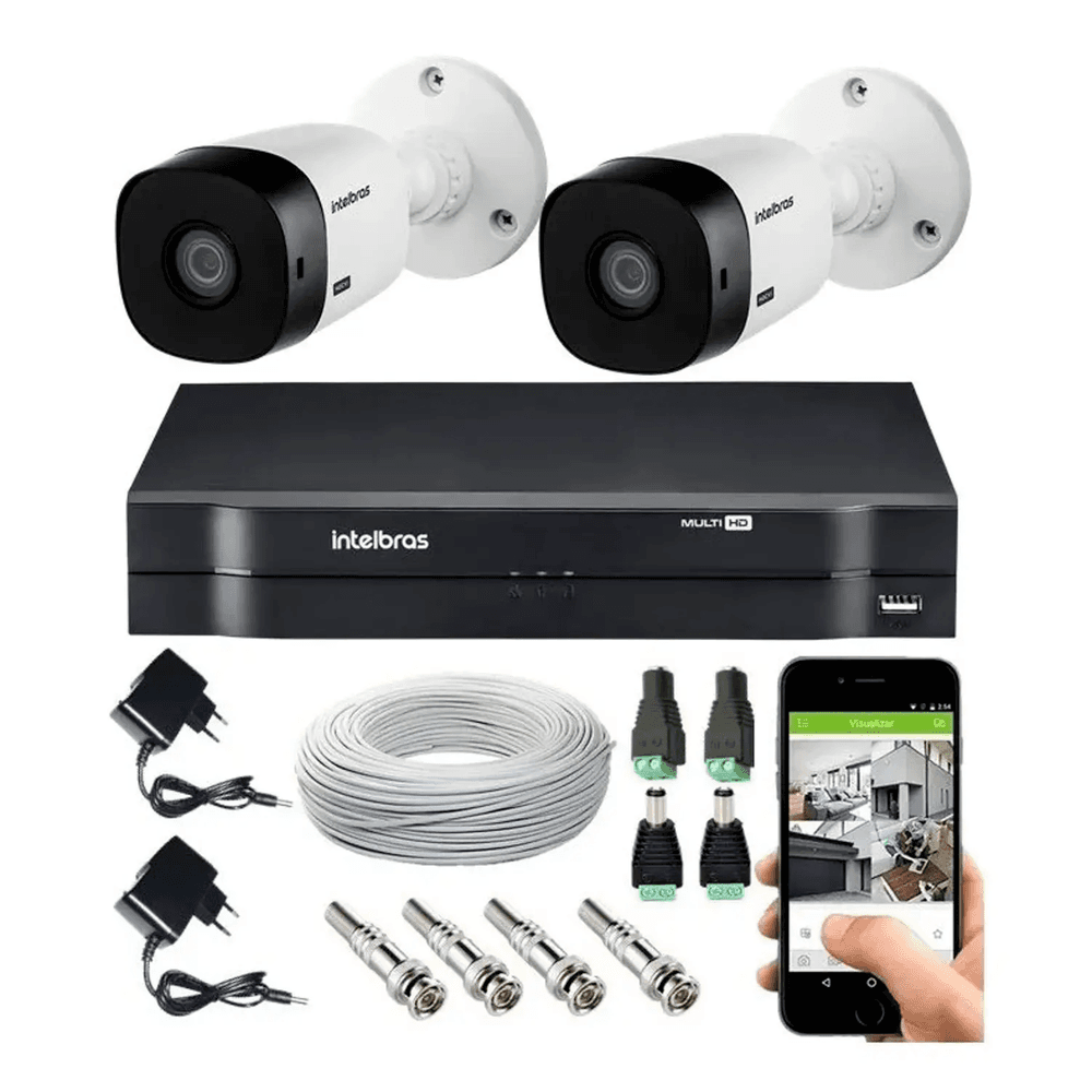 Kit Cftv 2 Câmeras Intelbras 1120, DVR Mhdx, FULL HD E Acessórios Kit Cftv 2 Câmeras Intelbras 1120, DVR Mhdx, FULL HD E Acessórios