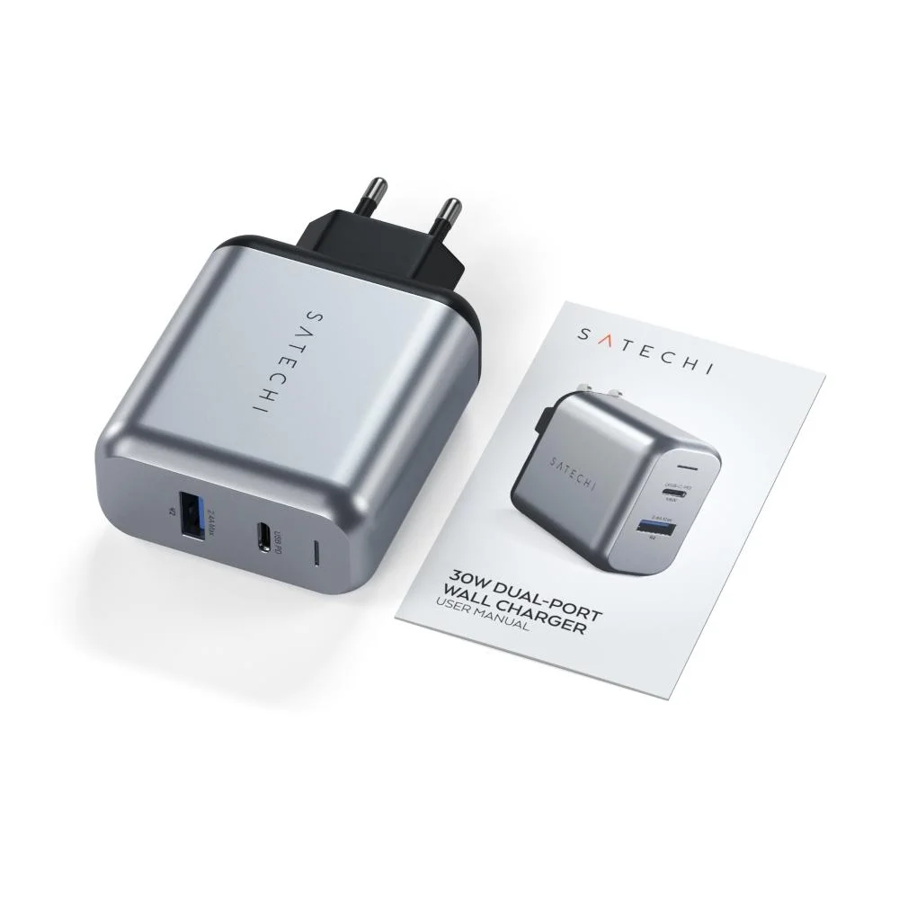 Imagem 2 de 5 do produto Carregador de Tomada Satechi Dual Port, 30w, St-mccam-eu
