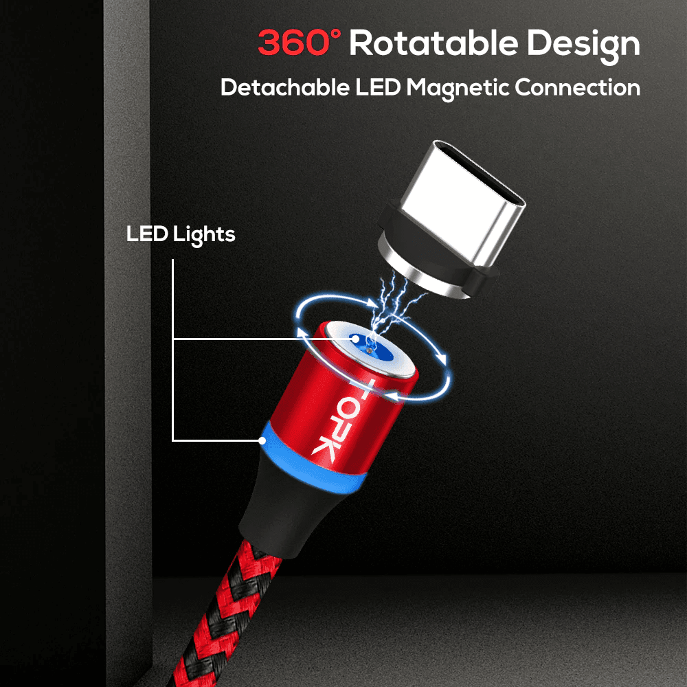 Imagem 2 de 2 do produto Cabo Magnético Para Carregar Usb Tipo C Topk Am33 Vermelho 1m