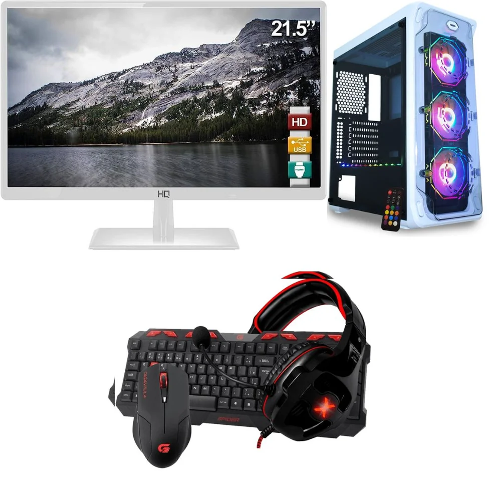 PC Gamer Dc Computadores Core I5, RAM 16GB, GTX 1650 4GB, Windows 10 pro, 21,5 Polegadas + Teclado e Mouse Gamer + Headset Gamer
