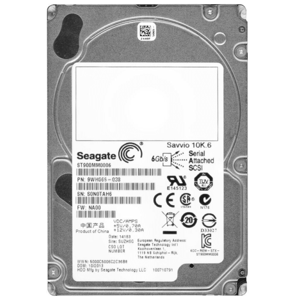 Seagate Savvio 10K.6 900GB 2.5" SAS Hard Drive - ST900MM0006 9WH066 - 10000RPM