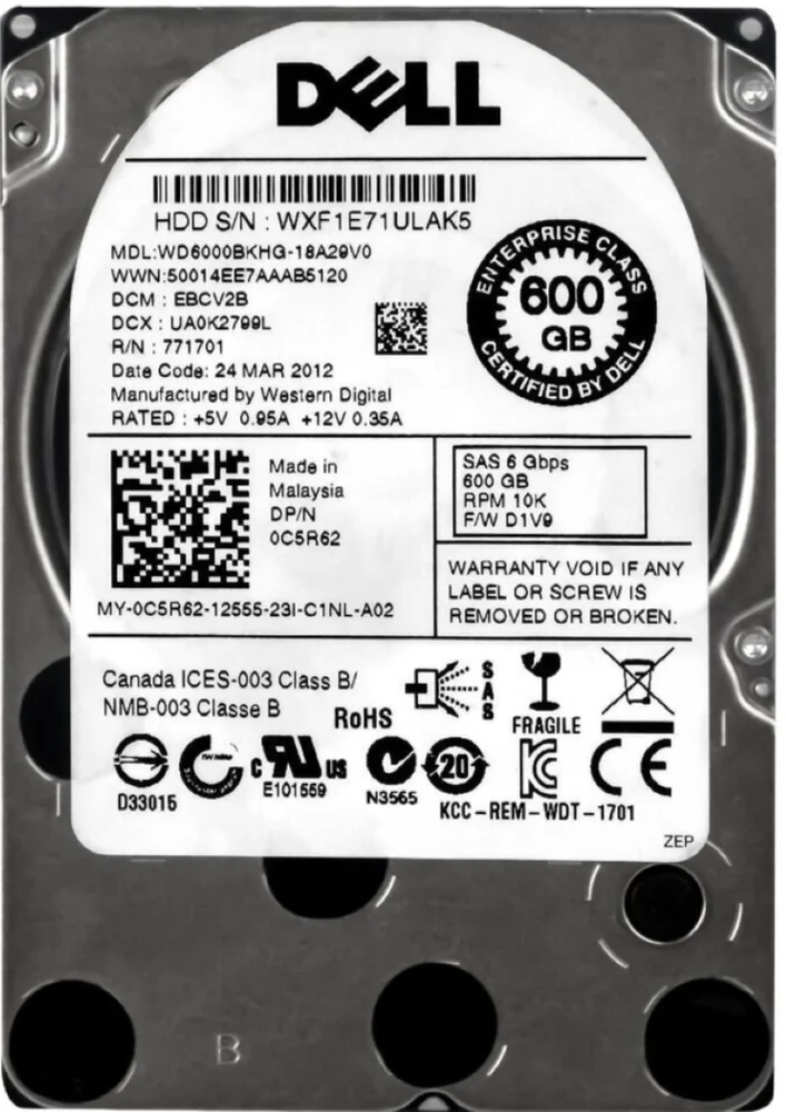 HD Dell, 600GB, Sas 2.5, 0c5r62, C5r62, Wd6000bkhg, 10000u/min 32mb Sas-2 HD Dell, 600GB, Sas 2.5, 0c5r62, C5r62, Wd6000bkhg, 10000u/min 32mb Sas-2