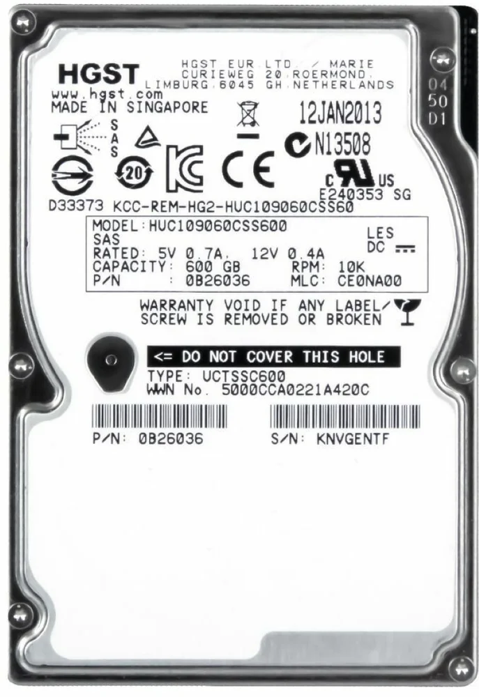 HD Hgst 600GB Sas 25 10k KaBuM