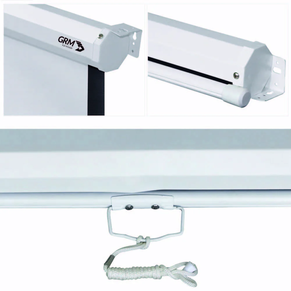 Imagem 2 de 4 do produto Tela De Projeção Retrátil Grm Tecnologia, 100 Polegadas 4:3, 2,10 X 1,50 - Gtrm100v