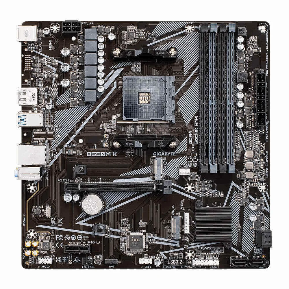 Imagem 2 de 5 do produto Placa Mãe Gigabyte B550m K Ultra Durable, AMD AM4, Micro ATX, 4 x DDR4, Chipset B550
