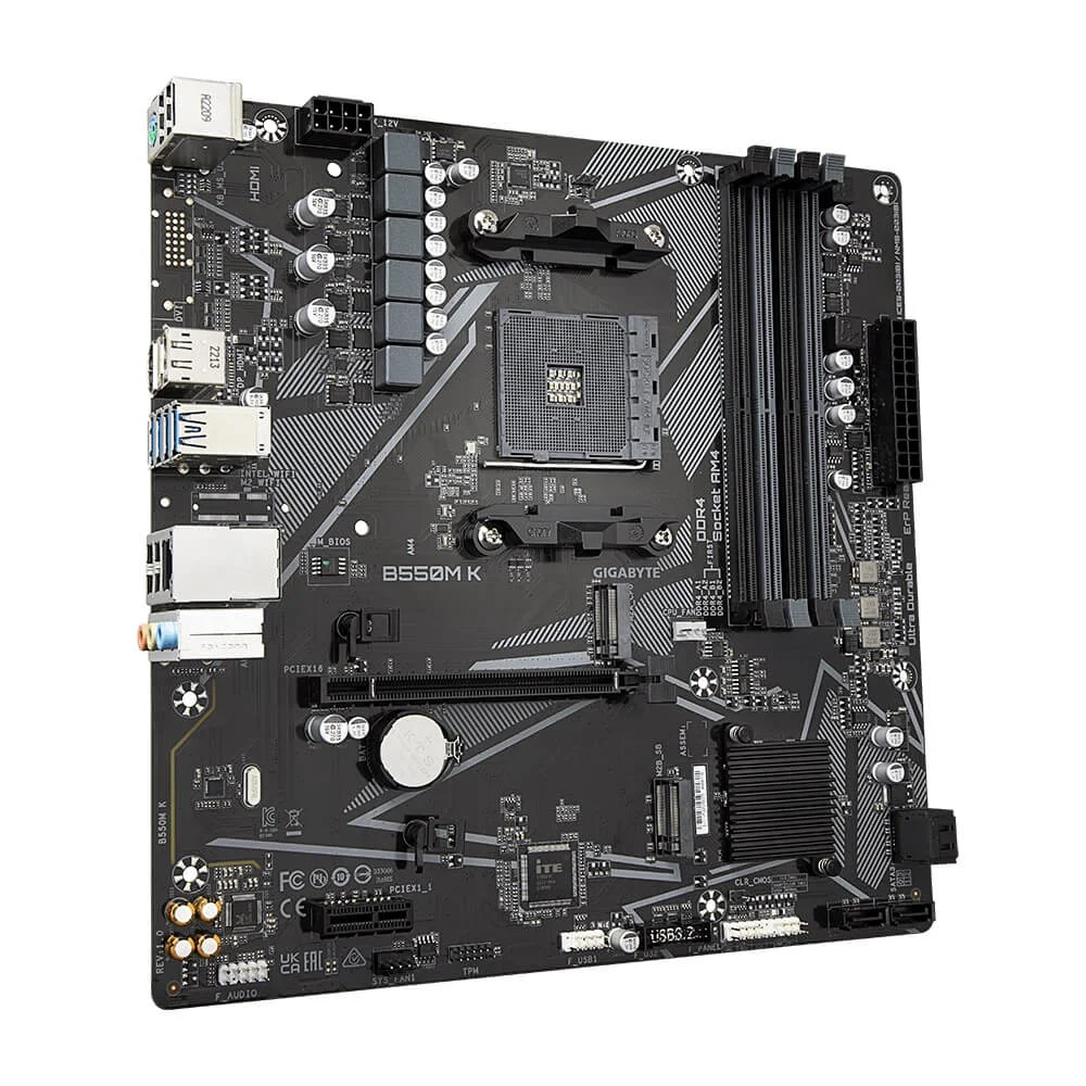 Imagem 4 de 5 do produto Placa Mãe Gigabyte B550m K Ultra Durable, AMD AM4, Micro ATX, 4 x DDR4, Chipset B550