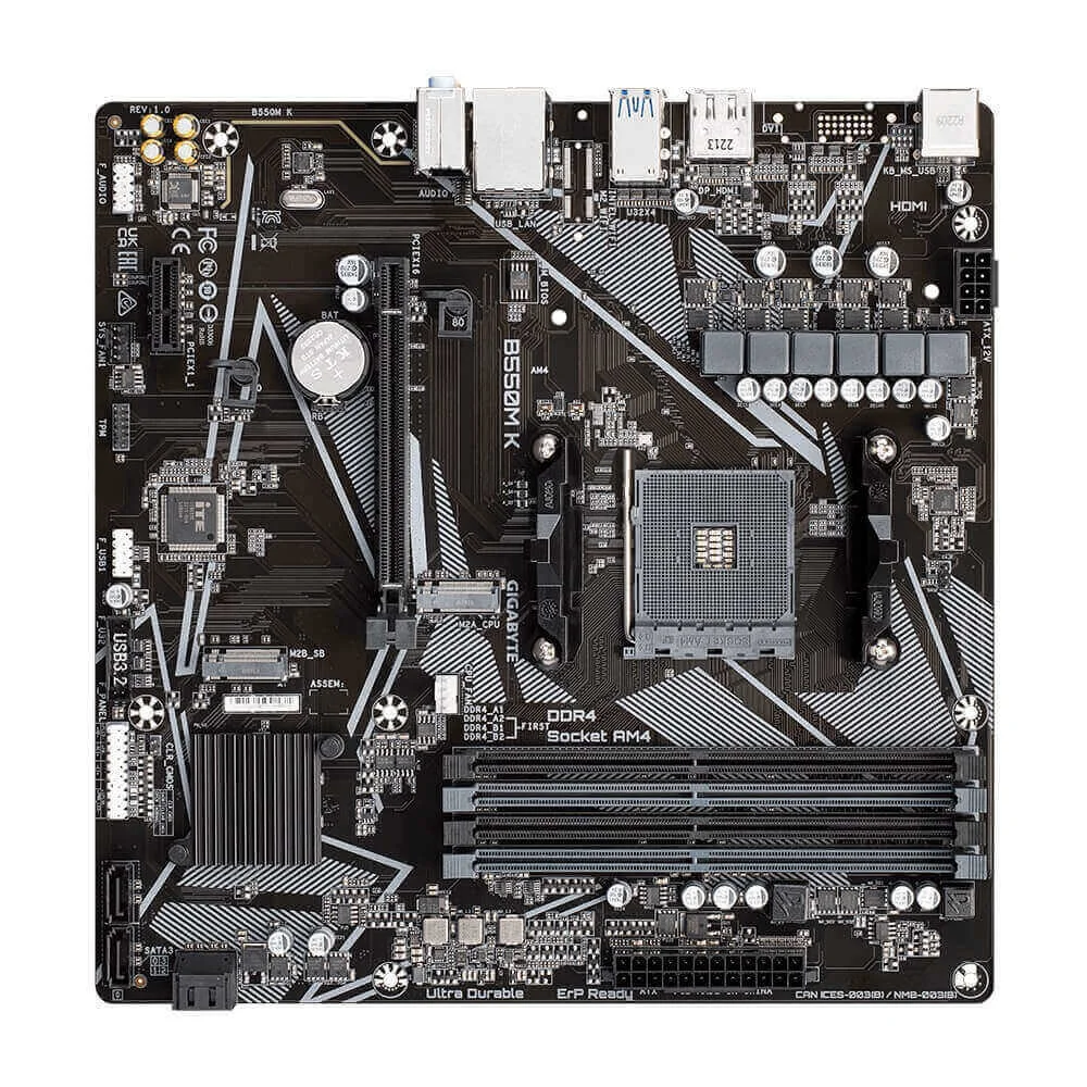 Imagem 5 de 5 do produto Placa Mãe Gigabyte B550m K Ultra Durable, AMD AM4, Micro ATX, 4 x DDR4, Chipset B550