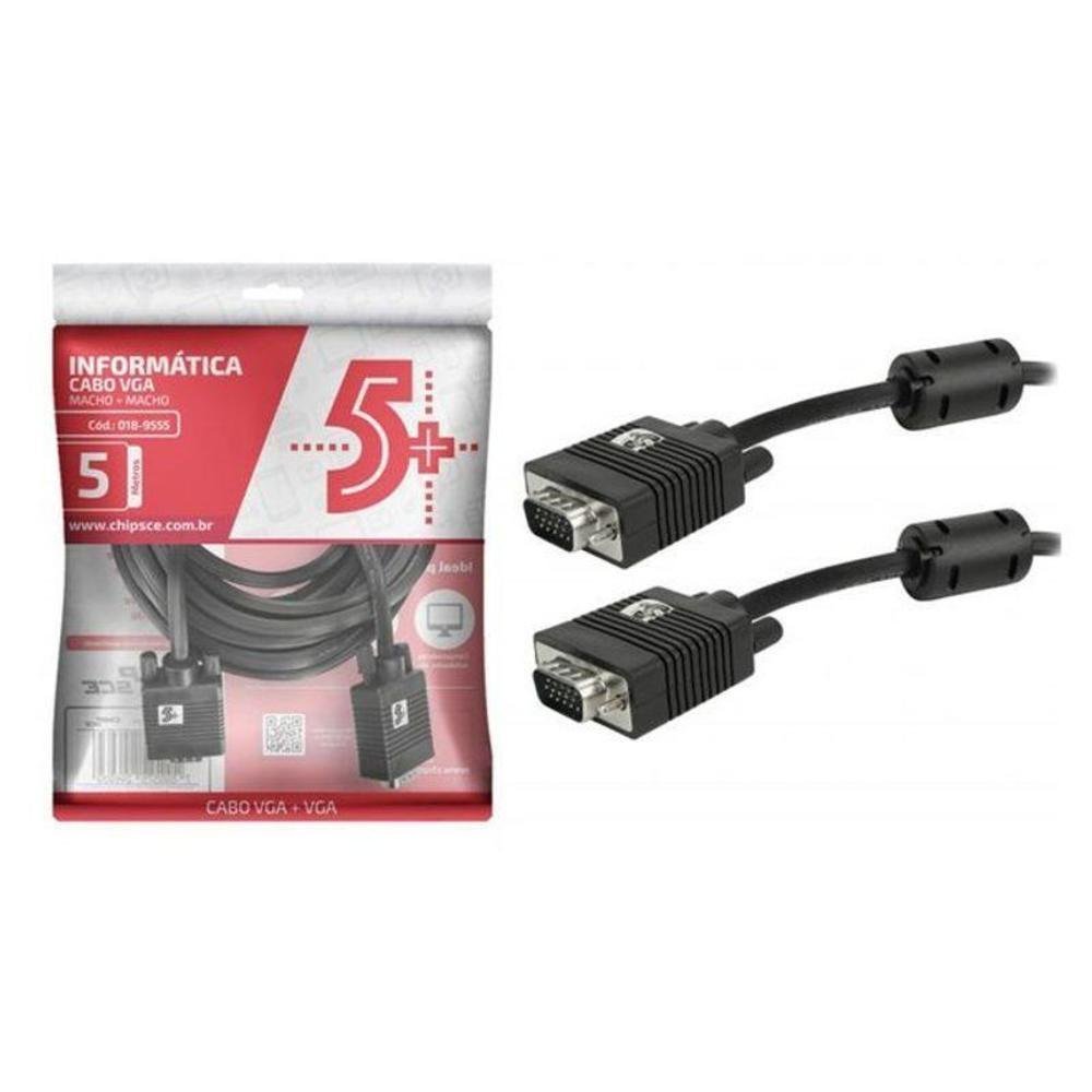 Imagem 5 de 5 do produto Cabo Santana VGA Macho + VGA Macho - C/ Filtro, Preto, 5m - 018-9574