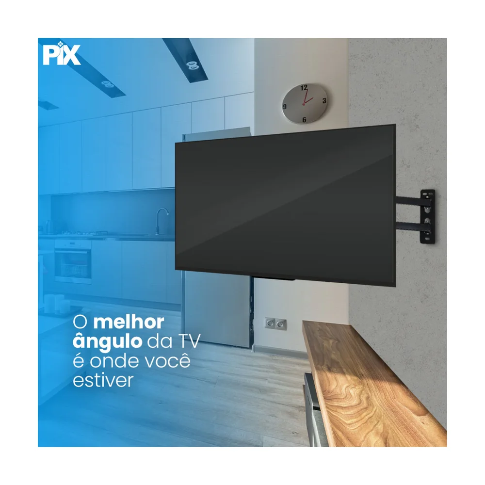 Imagem 4 de 5 do produto Suporte Tri articulado Tv LCD/LED 10´´a 56´´ Preto Pix - 079-0015