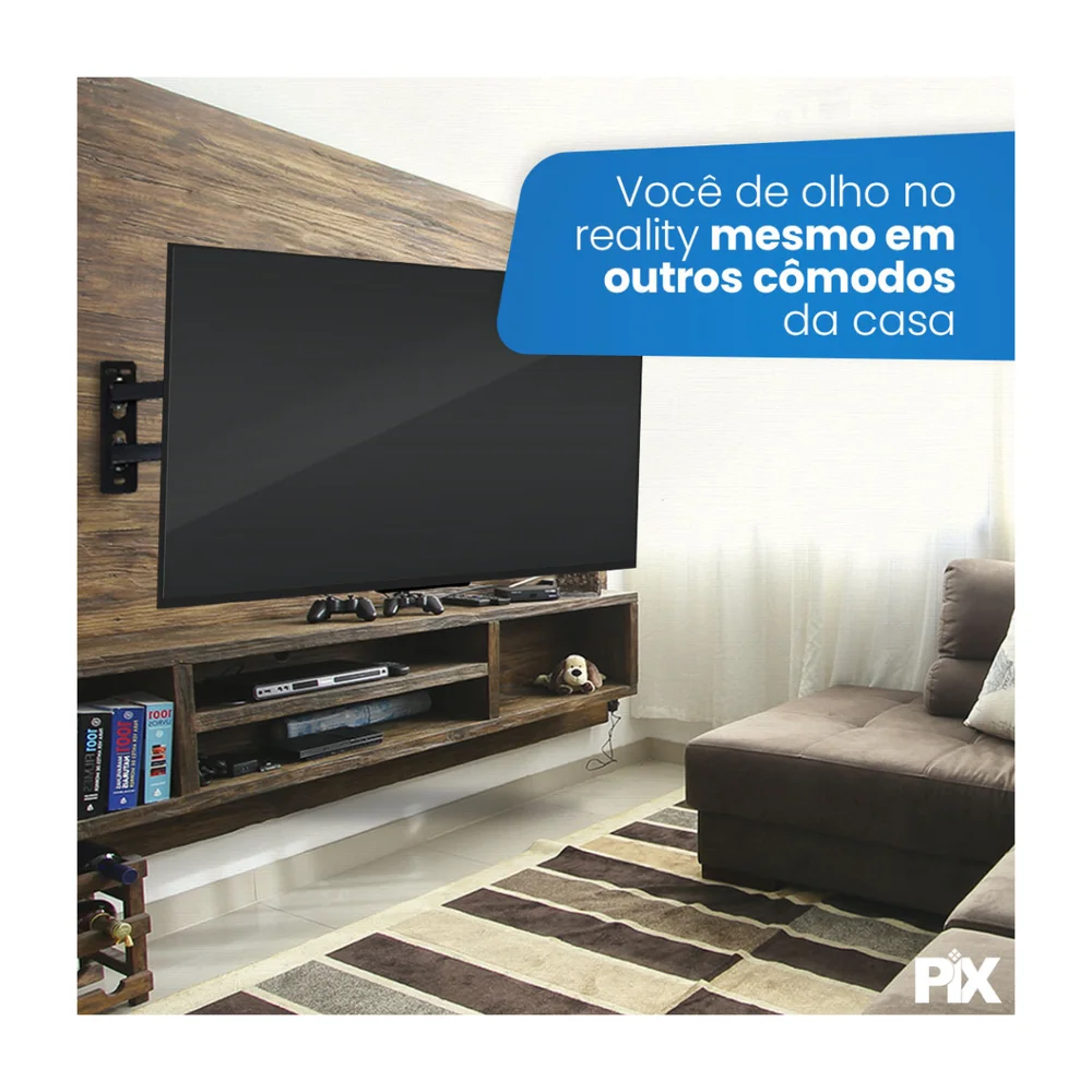 Imagem 5 de 5 do produto Suporte Tri articulado Tv LCD/LED 10´´a 56´´ Preto Pix - 079-0015