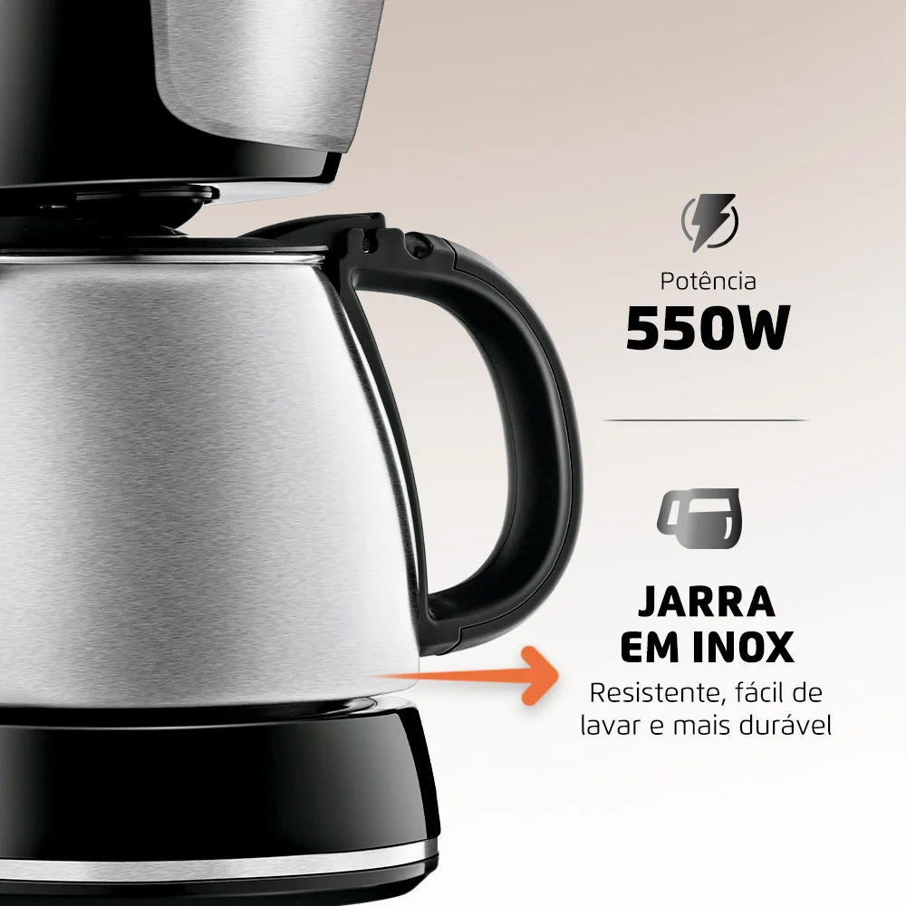 Imagem 2 de 5 do produto Cafeteira Elétrica Mondial Dolce Arome C-34ji-15x, 550w, Inox - 127v