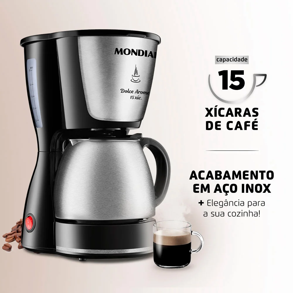 Imagem 5 de 5 do produto Cafeteira Elétrica Mondial Dolce Arome C-34ji-15x, 550w, Inox - 127v