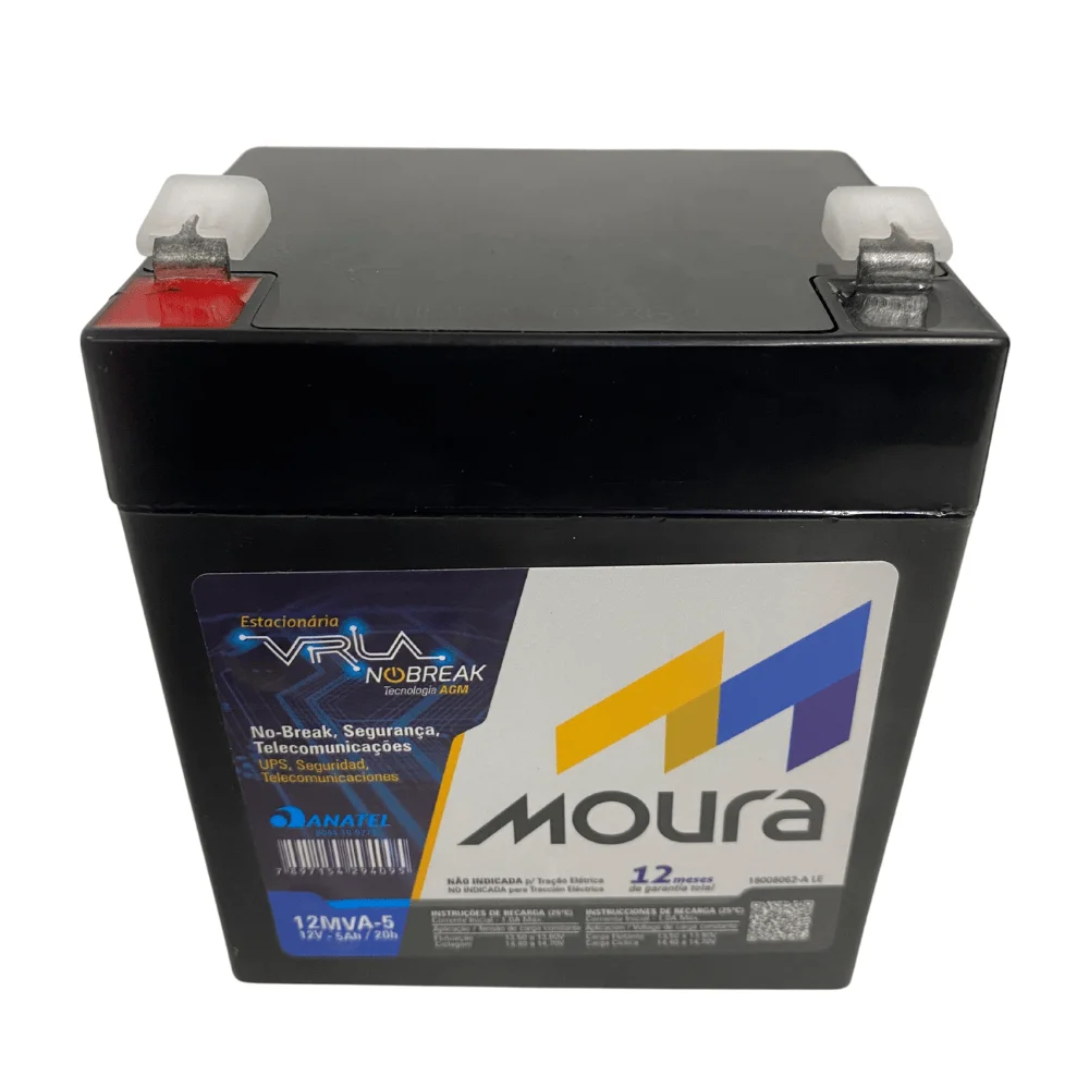 Imagem 4 de 5 do produto Bateria Selada Para Nobreak Moura 12mva-5, 12V, 5Ah