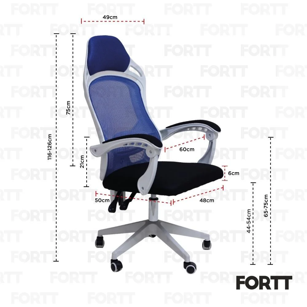 Imagem 4 de 5 do produto Cadeira De Escritório Presidente Fortt Trento, Até 120kg, Azul - Cpf10-a