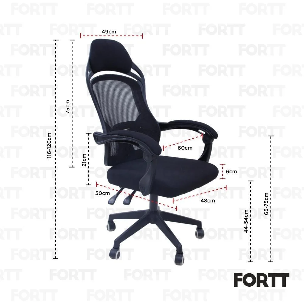Imagem 2 de 5 do produto Cadeira De Escritório Presidente Fortt Trento, Até 120Kg, Preta - Cpf08-p