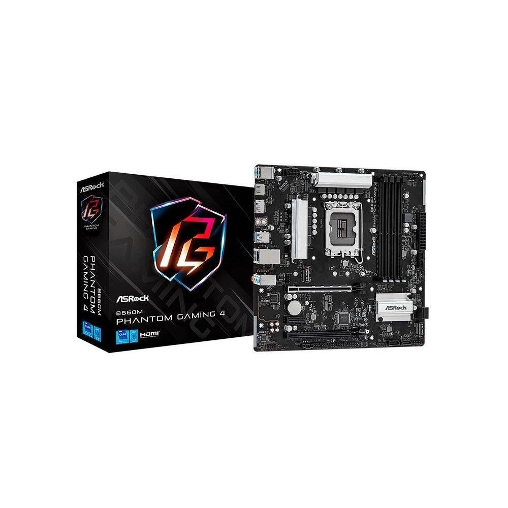 Placa Mãe Asrock, B660m, Phantom Gaming 4 Lga1700, Ddr4 HDMI Dp M.2