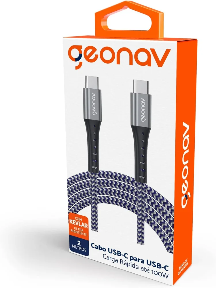 Imagem 3 de 5 do produto Cabo Kevlar Geonav USB-C Para USB-C 2.0 - 2m