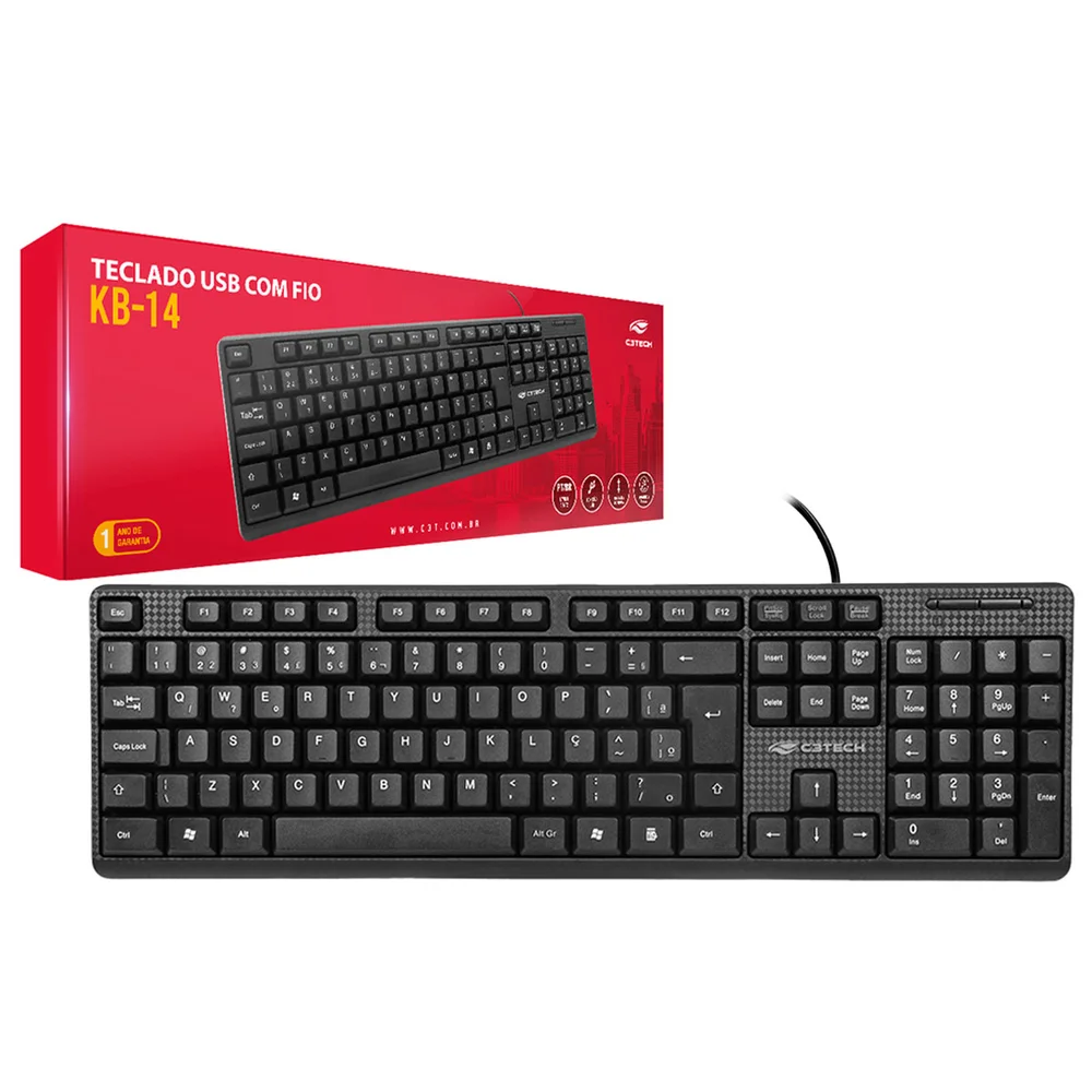 Teclado Usb Padrao Preto C3tch KaBuM