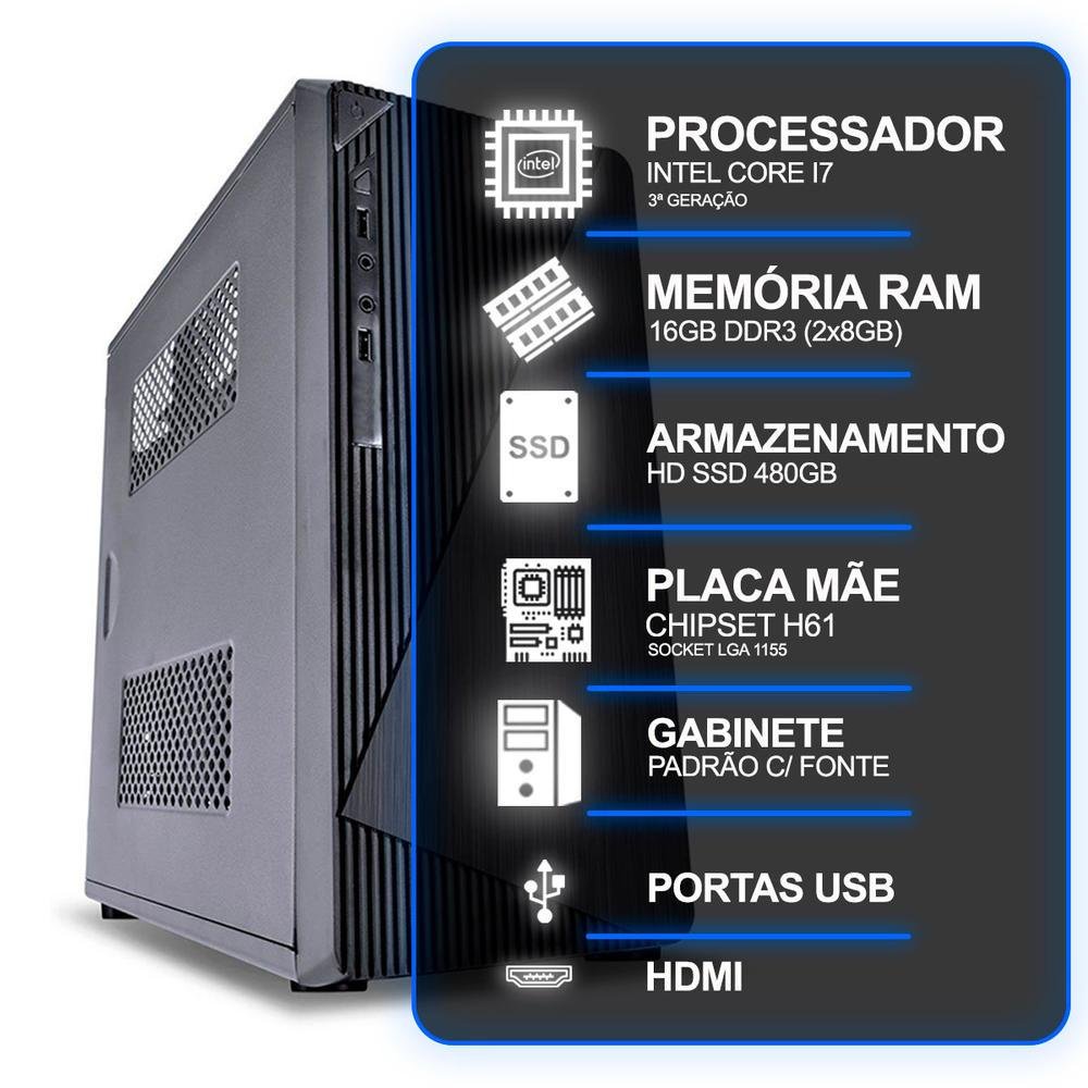 Computador Desktop Intel Core I7 3 16GB KaBuM